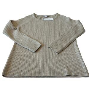 BB Dakota Underneath It All Sweater Women's Size M Sand Cut Out Sleeves NWT